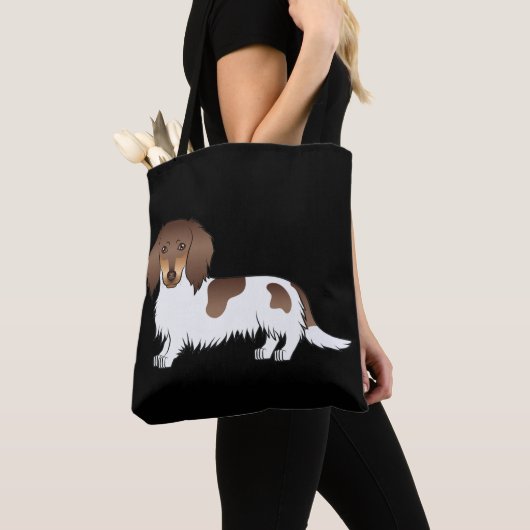 Chocolade & Tan Piebald Long Hair Dachshund Dog Tote Bag (Dichtbij)