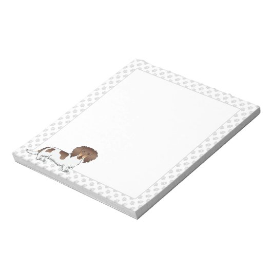 Chocolade & Tan Piebald Long Hair Dachshund & Paws Notitieblok (Linkerzijde)