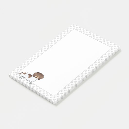 Chocolade & Tan Piebald Long Hair Dachshund & Paws Post-it® Notes (Schuin)