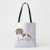 Chocolade & Tan Piebald Long Hair Dachshund & Paws Tote Bag (Voorkant)