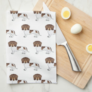 Chocolade & Tan Pied Korte Haar Dachshund Patroon Theedoek
