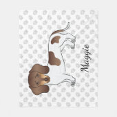 Chocolade & Tan Pied Korthaar Dachshond & Naam Fleece Deken (Voorkant)