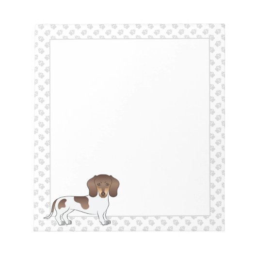 Chocolade & Tan Pied Korthaar Dachshond & Pootafdr Notitieblok (Voorkant)