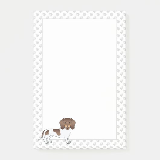 Chocolade & Tan Pied Korthaar Dachshond & Pootafdr Post-it® Notes (Voorkant)