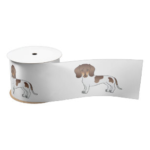 Chocolade & Tan Pied Kortharige Dachshund Mopshond Satijnen Lint
