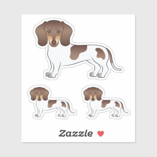 Chocolade & Tan Pied Kortharige Dachshund Mopshond Sticker (Vel)