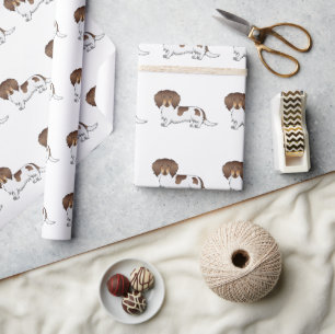 Chocolade & Tan Pied Langharige Dachshond Patroon Cadeaupapier