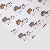 Chocolade & Tan Pied Langharige Dachshond Patroon Tissuepapier (Detail)