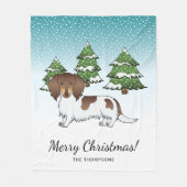 Chocolade & Tan Pied Langharige Dachshund in de Wi Fleece Deken (Voorkant)
