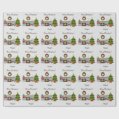 Chocolade & Tan Pied Langharige Dachshund Kerstmis Cadeaupapier (Vlak)