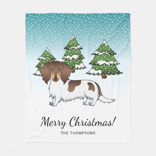 Chocolade & Tan-pied Long Hair Dachshund in Winter Fleece Deken (Voorkant)