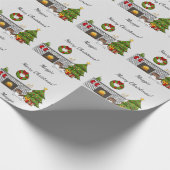 Chocolade & Tan Pied Long Hair Dachshund Kerstmis Cadeaupapier (Hoek)