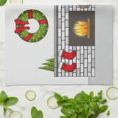 Chocolade & Tan Pied Long Hair Dachshund Kerstmis Theedoek (Gevouwen)