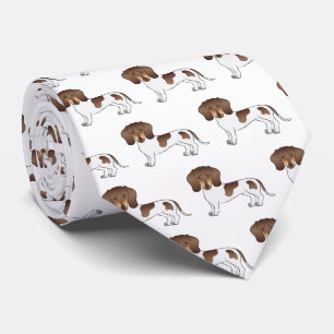 Chocolade & Tan Pied Short Hair Dachshund Pattern Stropdas