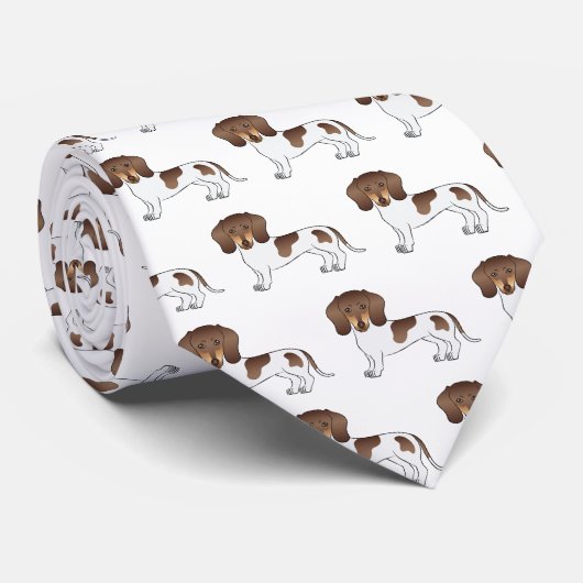 Chocolade & Tan Pied Short Hair Dachshund Pattern Stropdas (Opgerold)