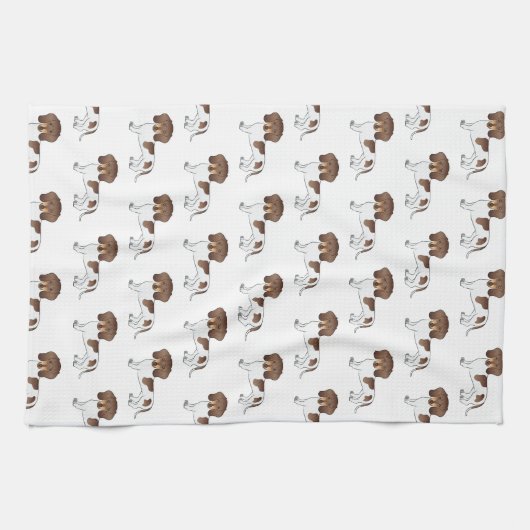 Chocolade & Tan Pied Short Hair Dachshund Pattern Theedoek (Horizontaal)