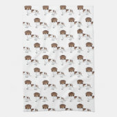 Chocolade & Tan Pied Short Hair Dachshund Pattern Theedoek (Verticaal)