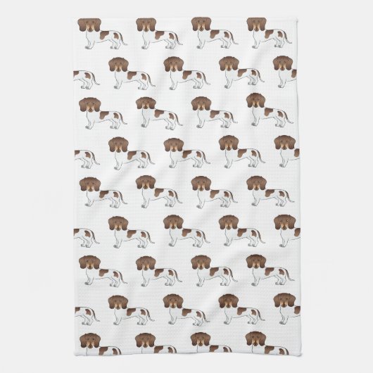 Chocolade & Tan Pied Short Hair Dachshund Pattern Theedoek (Verticaal)