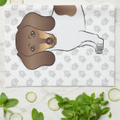 Chocolade & Tan Pied Short Hair Dachshund & Paws Theedoek (Gevouwen)