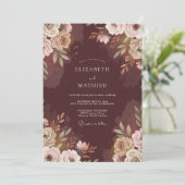 Chocolade Taupe Blad Bruiloft Kaart (Staand voorkant)