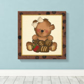 Chocolade Teddy Bear canvas Print (Insitu (Houten vloer))