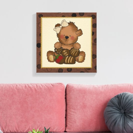 Chocolade Teddy Bear canvas Print (Insitu (Woonkamer))
