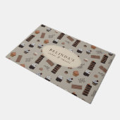 Chocolade thema bakkerij chef aangepaste naam deurmat (Schuin)