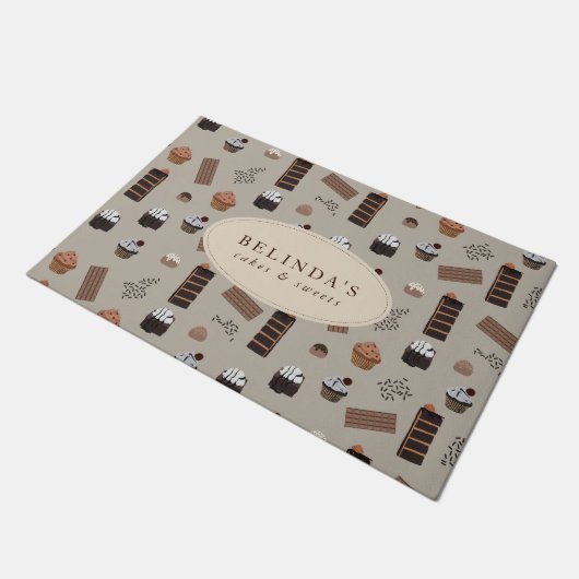 Chocolade thema bakkerij chef aangepaste naam deurmat (Schuin)