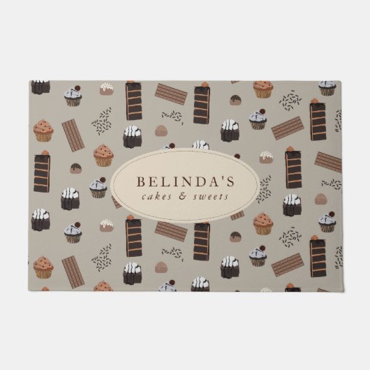 Chocolade thema bakkerij chef aangepaste naam deurmat (Voorkant)