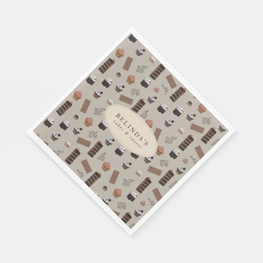 Chocolade thema bakkerij chef aangepaste naam servet (Hoek)