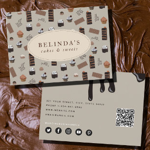 Chocolade Thema Bakkerij Chef Cateraar QR Code Visitekaartje
