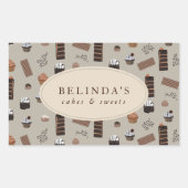 Chocolade Thema Bakkerij Chef Custom Name Shop Rechthoekige Sticker (Voorkant)
