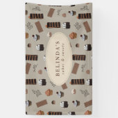 Chocolade Thema Bakkerij Chef Custom Name Shop Spandoek (Verticaal)