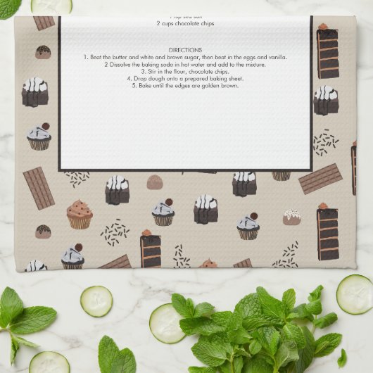 Chocolade thema chocolade recept aandenken theedoek (Gevouwen)