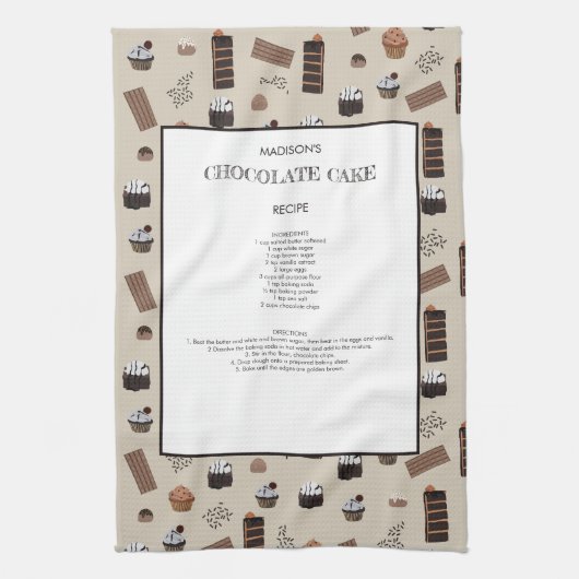 Chocolade thema chocolade recept aandenken theedoek (Verticaal)