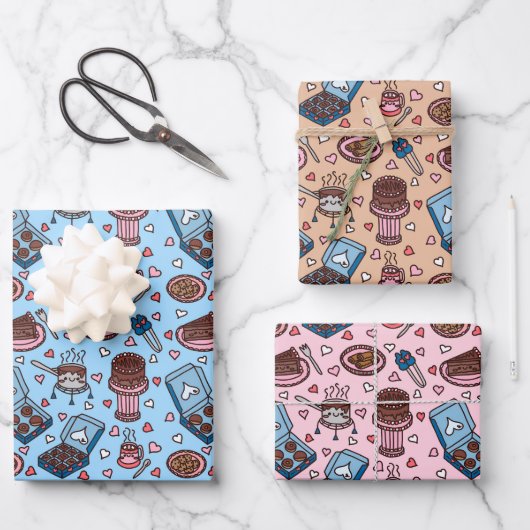Chocolade thema cute inpakpapier vellen (Voorkant)