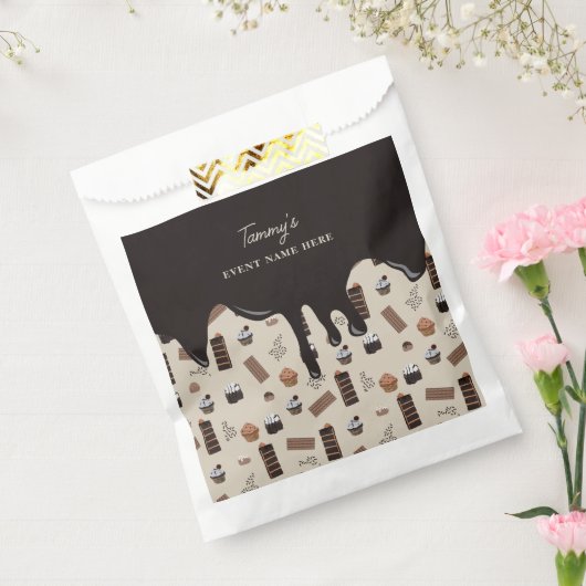 Chocolade Thema Patroon Feestje  Bedankzakje (Gezegeld)