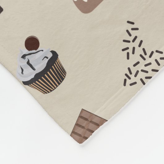 Chocolade thema patroon fleece deken (Hoek)