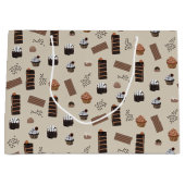Chocolade thema patroon groot cadeauzakje (Voorkant)