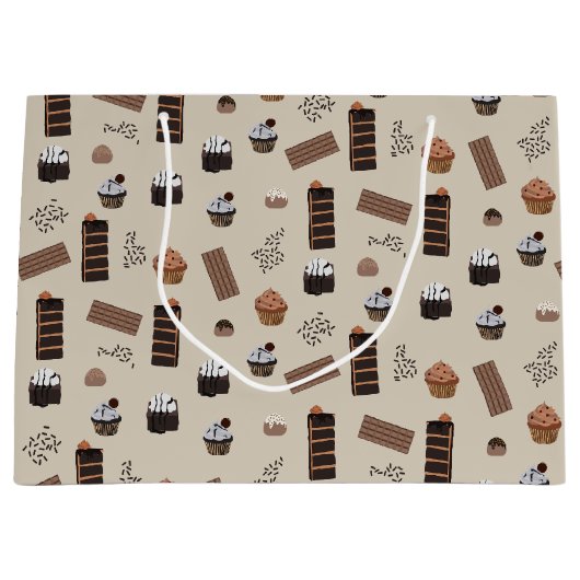 Chocolade thema patroon groot cadeauzakje (Voorkant)