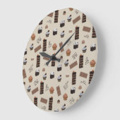 Chocolade thema patroon grote klok (Hoek)