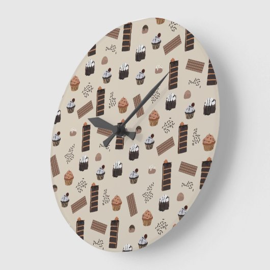 Chocolade thema patroon grote klok (Hoek)