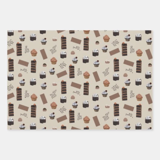 Chocolade thema patroon inpakpapier vel (Voorkant 3)