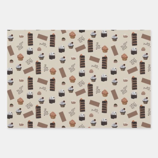 Chocolade thema patroon inpakpapier vel (Voorkant)