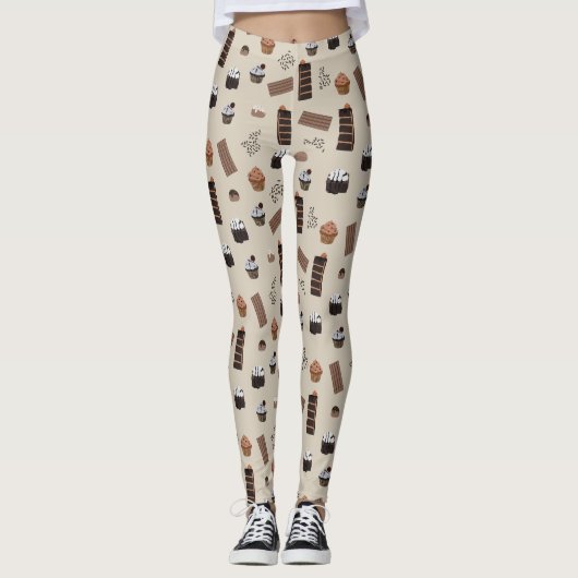 Chocolade thema patroon leggings (Voorkant)