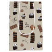Chocolade thema patroon medium cadeauzakje (Achterkant)