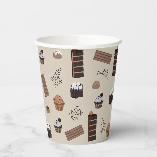 Chocolade thema patroon papieren bekers (Links)