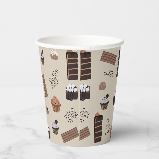 Chocolade thema patroon papieren bekers (Rechts)