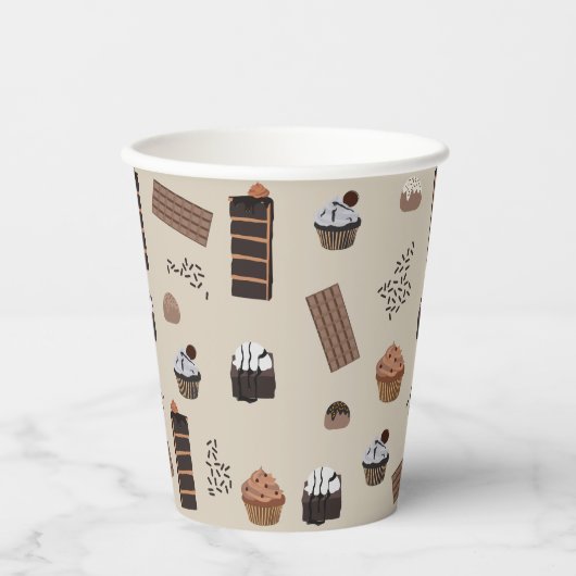 Chocolade thema patroon papieren bekers (Voorkant)
