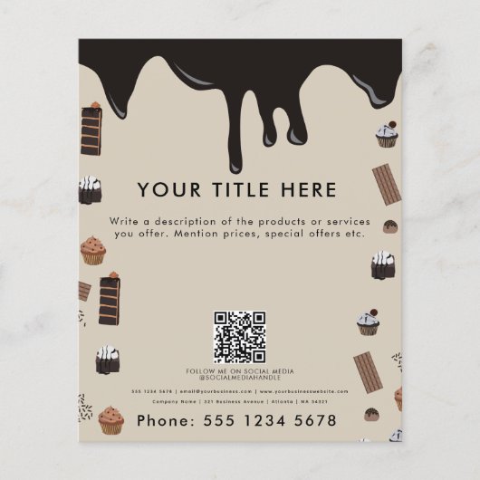 Chocolade thema patroon QR code Business Flyer (Voorkant)
